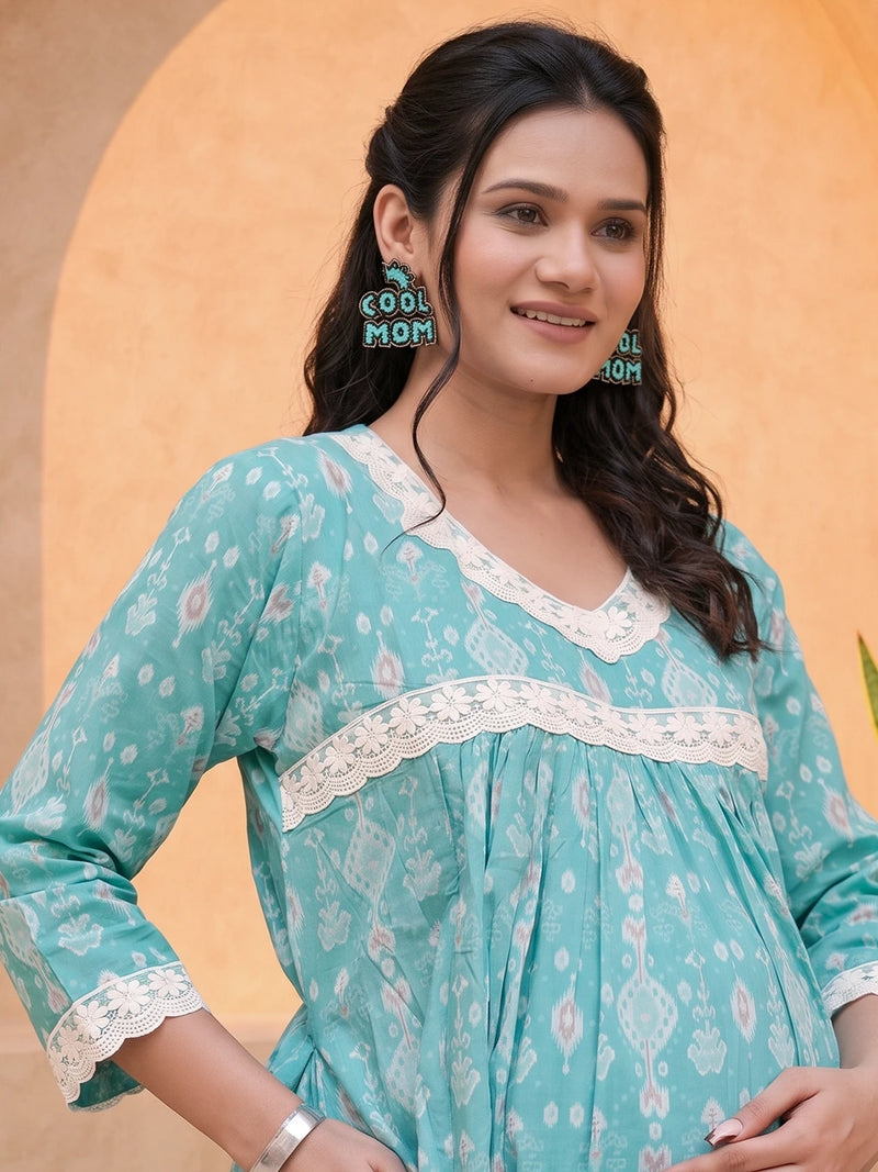 Cool Mom Handcrafted Statement Earrings – Turquoise Blue