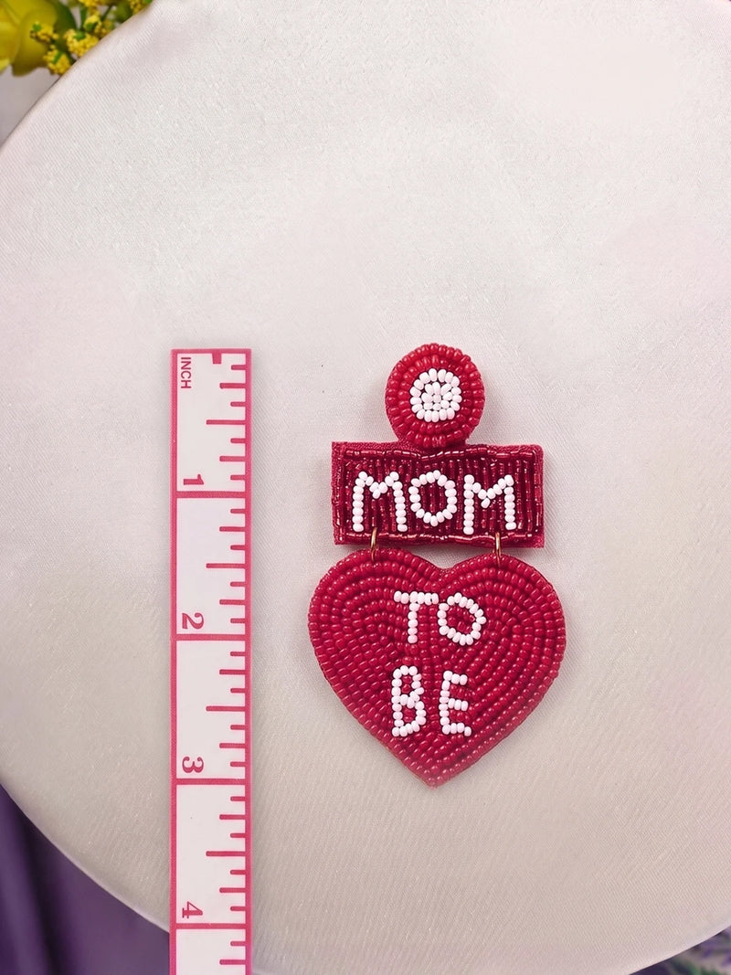 Mom To Be Handcrafted Statement Earrings – Maroon