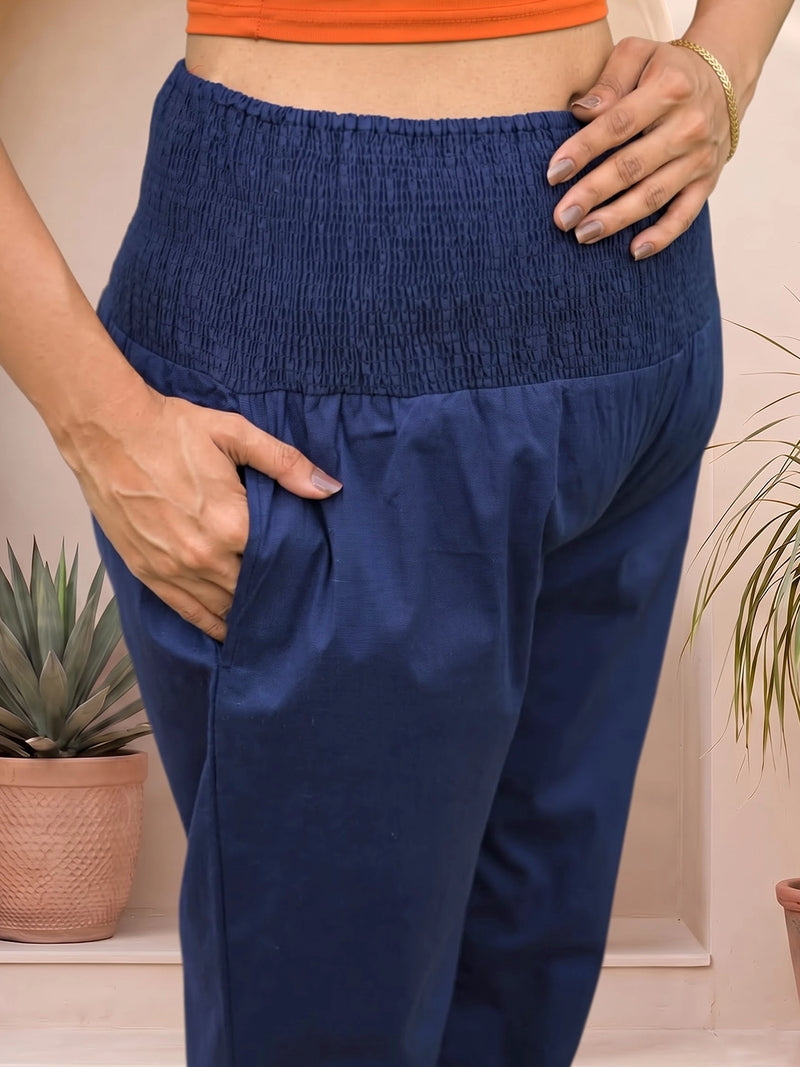 Navy Blue High-Rise Stretch Waist Maternity Comfort Trouser