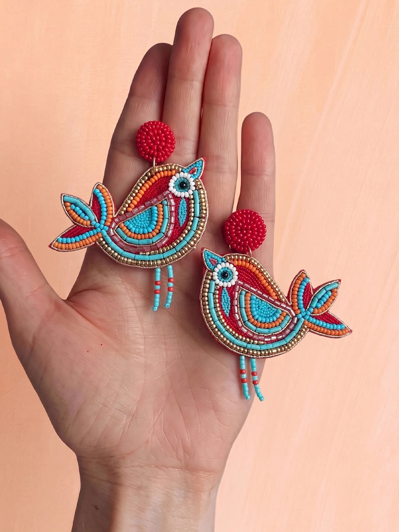 Handcrafted Beaded Chirayia Si Statement Earrings – Multicolour