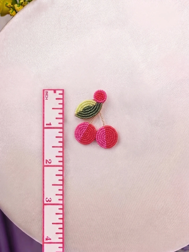 Cherry Blossom Handcrafted Beaded Statement Earrings