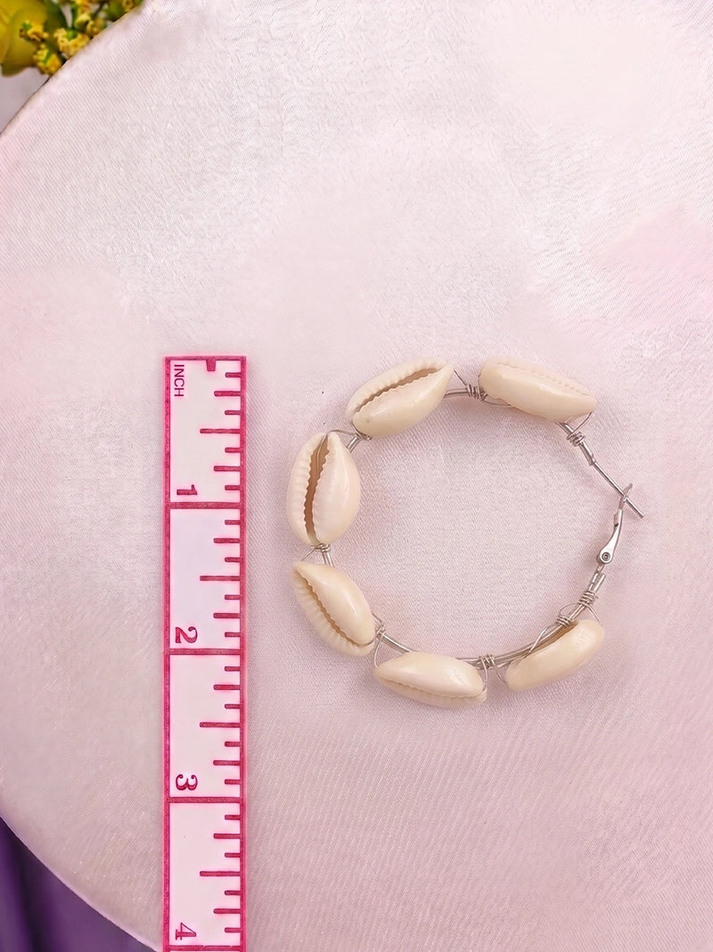 Sea Snail Handcrafted Hoop Earring - Ivory
