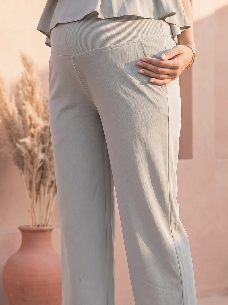 Light Grey Stretch Waist Maternity Comfort Trouser