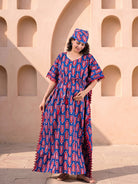 indigo-red-floral-print-cotton-maternity-feeding-friendly-kaftan-dress
