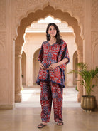 red-indigo-ethnic-print-maternity-feeding-friendly-kaftan-night-suit-with-concealed-zipper