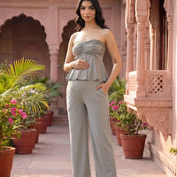 Light Grey Stretch Waist Maternity Comfort Trouser
