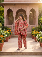 coral-ethnic-print-maternity-feeding-friendly-kaftan-night-suit-with-concealed-zipper