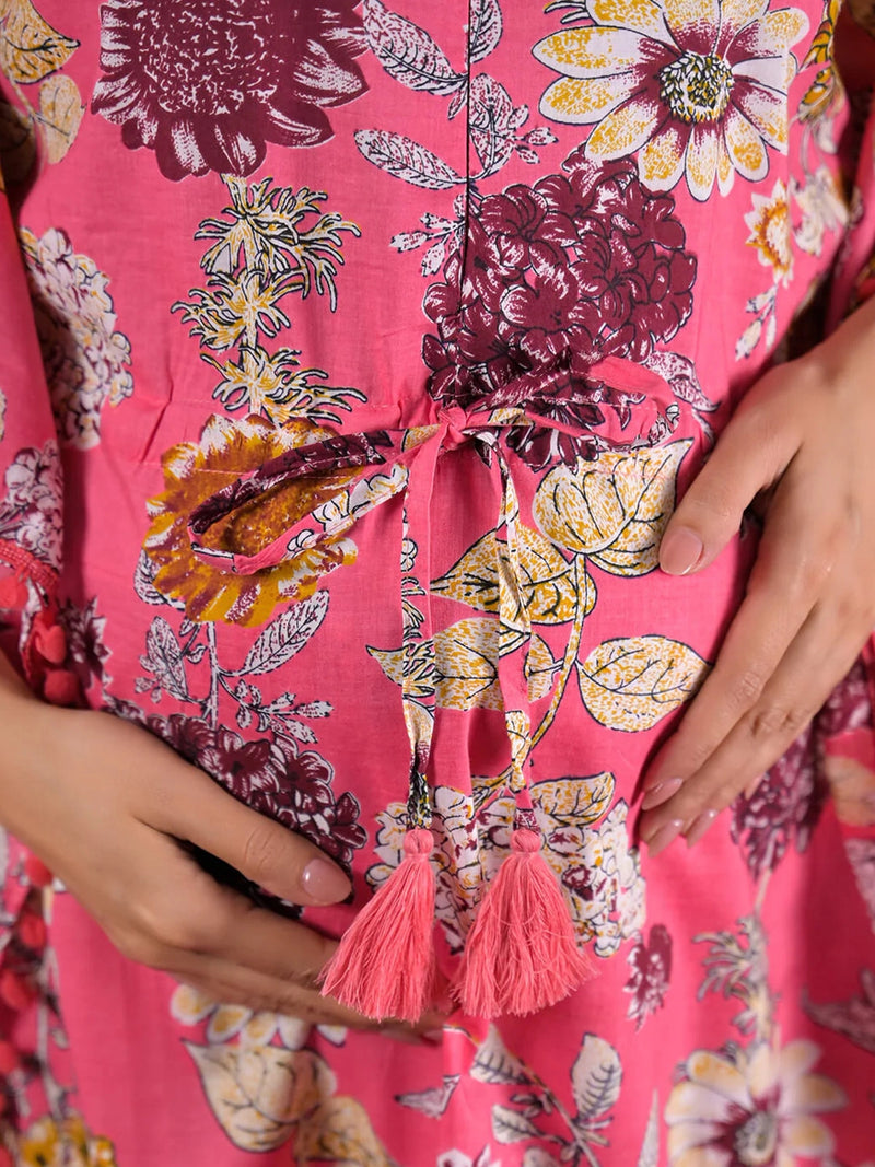 pink-multi-floral-printed-maternity-&-feeding-friendly-kaftan-night-suit-with-concealed-zipper