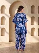royal-blue-floral-print-maternity-&-feeding-friendly-kaftan-night-suit-with-concealed-zipper