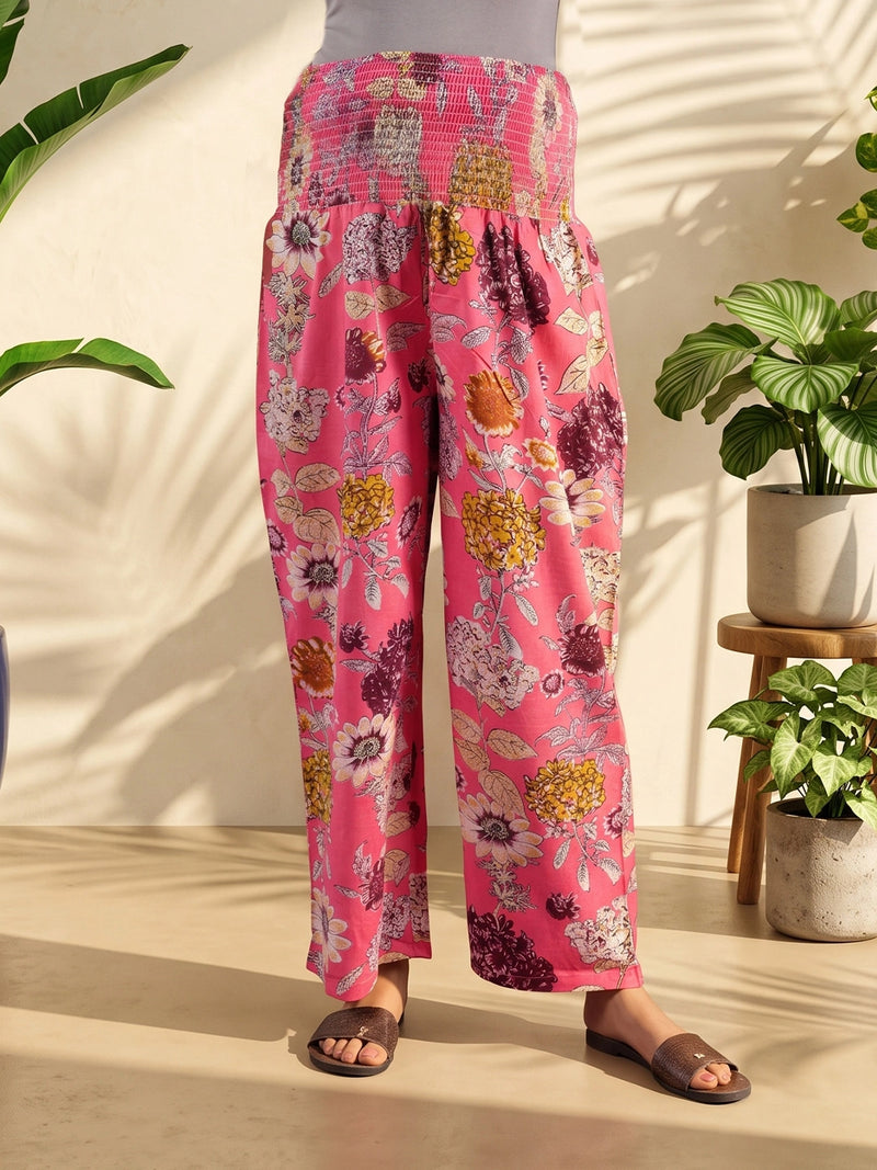 pink-multi-floral-printed-maternity-&-feeding-friendly-kaftan-night-suit-with-concealed-zipper
