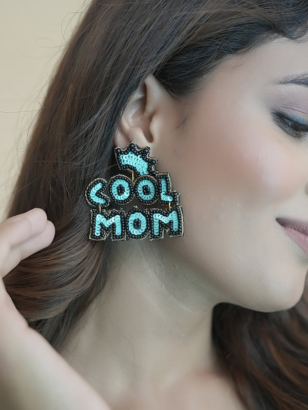 Cool Mom Handcrafted Statement Earrings – Turquoise Blue