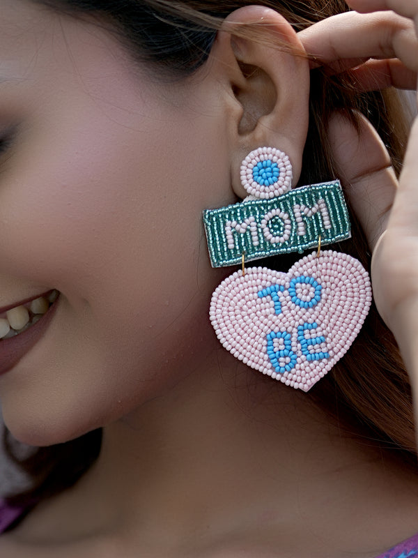 Mom To Be Handcrafted Statement Earrings – Light Pink
