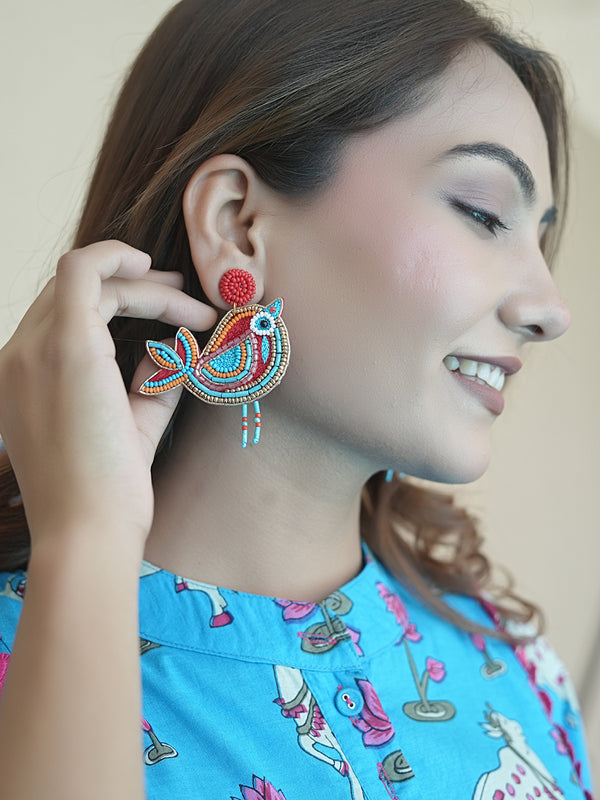 Handcrafted Beaded Chirayia Si Statement Earrings – Multicolour