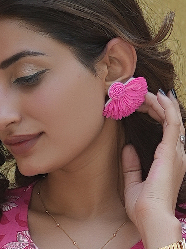 Wings of Angel Mom Handcrafted Statement Earrings - Fuchsia