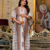 Brown Multi Ethnic Print Maternity & Feeding Kaftan Dress with Concealed Zipper