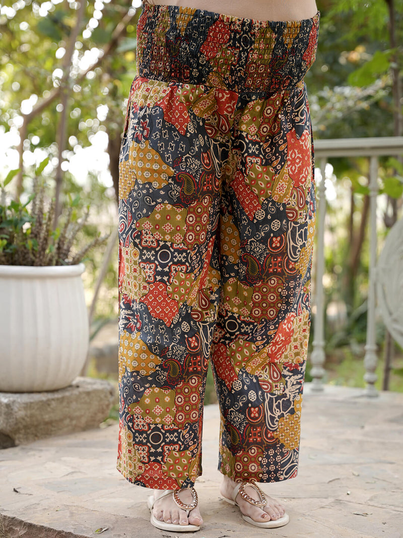 Multicolor Printed Cotton Maternity Feeding-Friendly Kaftan Night Suit