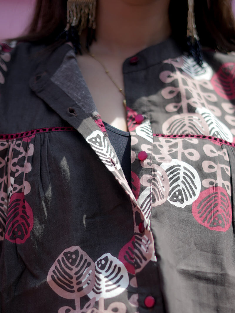 Brown Maroon Ethnic Printed Maternity & Feeding Friendly Cotton Co-ord Set