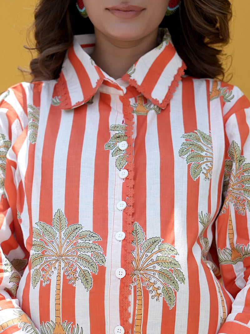 White Orange Tropical Printed Maternity & Nursing Midi Dress