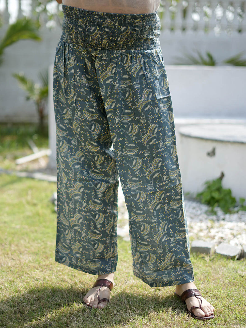 Grey Ethnic Motif Printed Maternity Feeding-Friendly Kaftan Night Suit with Concealed Zipper
