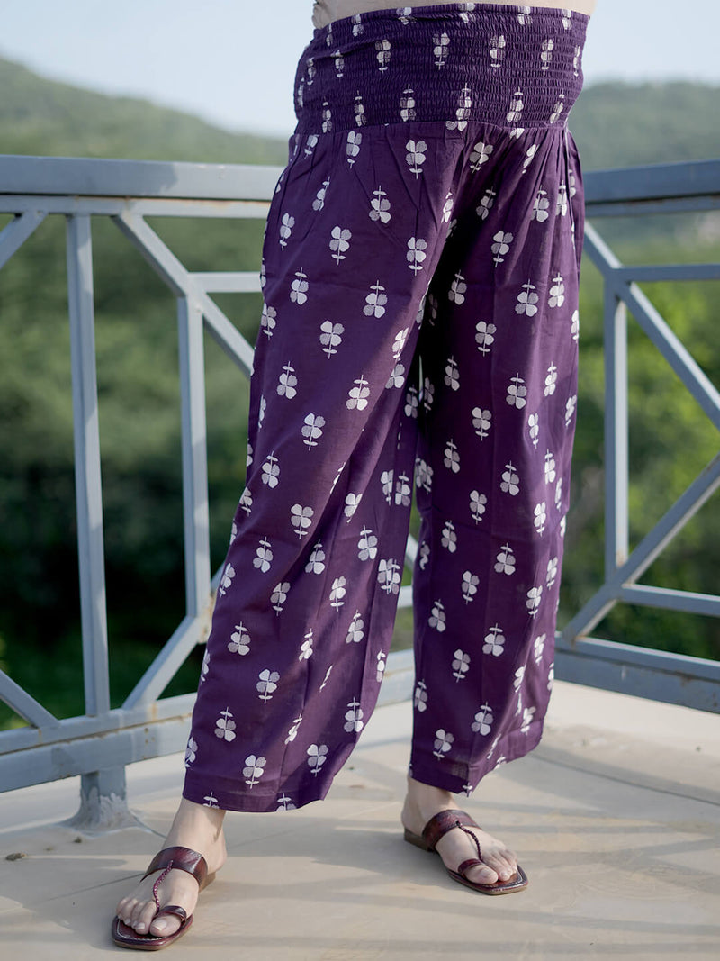 Purple Floral Print Maternity Feeding-Friendly Kaftan Night Suit with Concealed Zipper